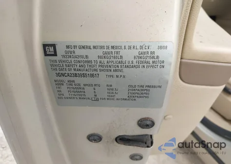 2009 Chevrolet Hhr Lt from USA, damaged, VIN 3GNCA23B39S510617